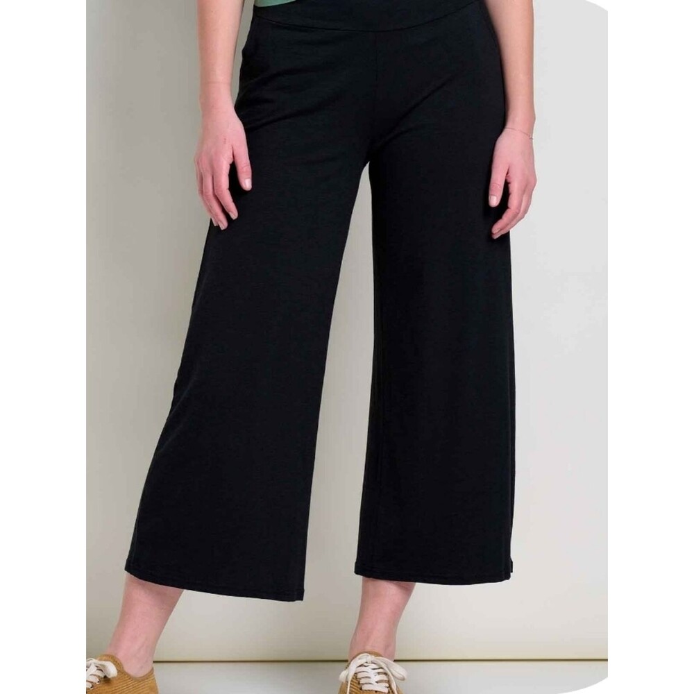 Boston Proper Black Linen Blend Wide Leg Cropped Pants, XS